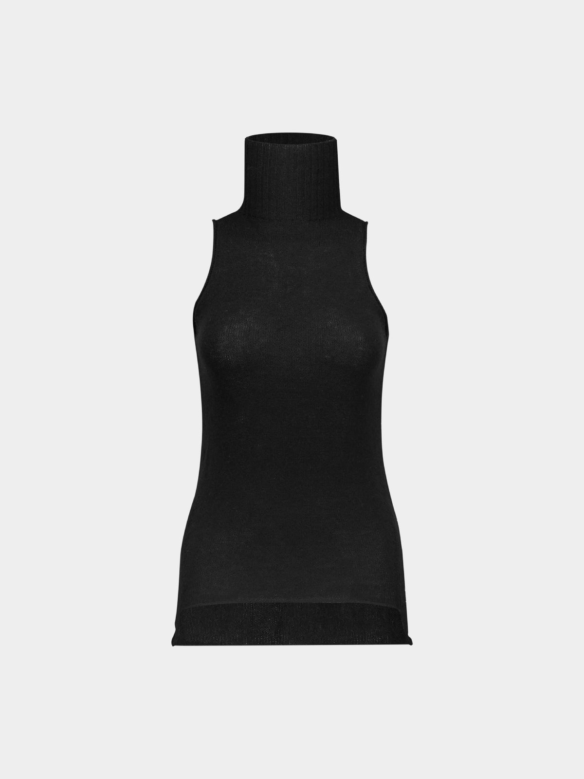Wool Cashmere Sleeveless Roll Neck Knit