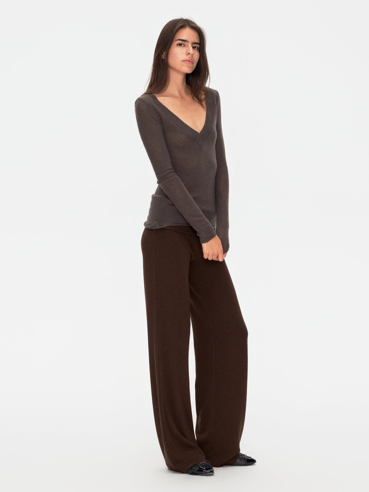 Wool Cashmere V Neck Knit