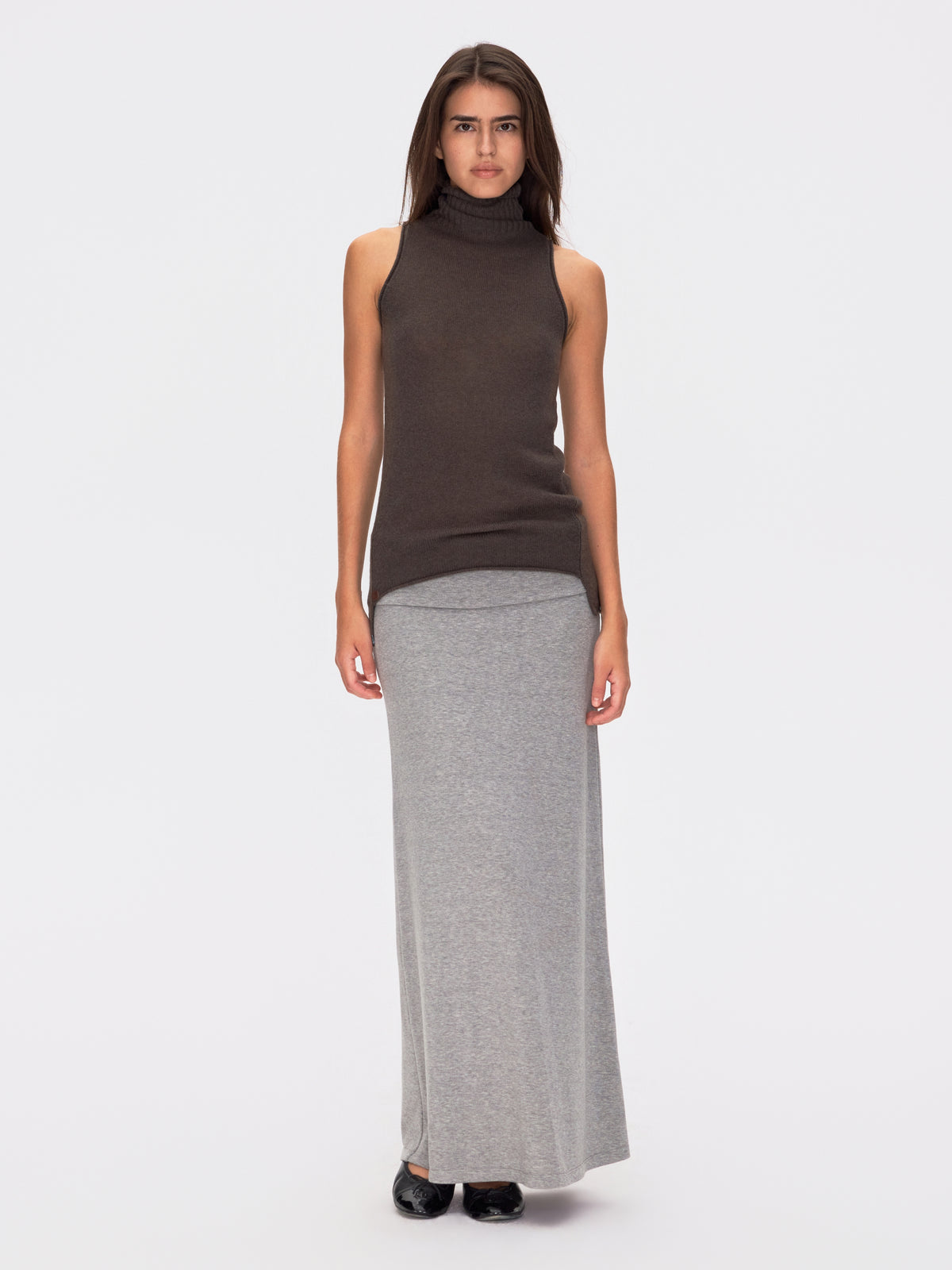 Wool Cashmere Sleeveless Roll Neck Knit