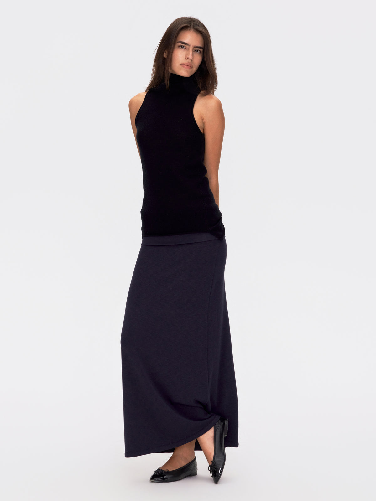 Wool Cashmere Sleeveless Roll Neck Knit