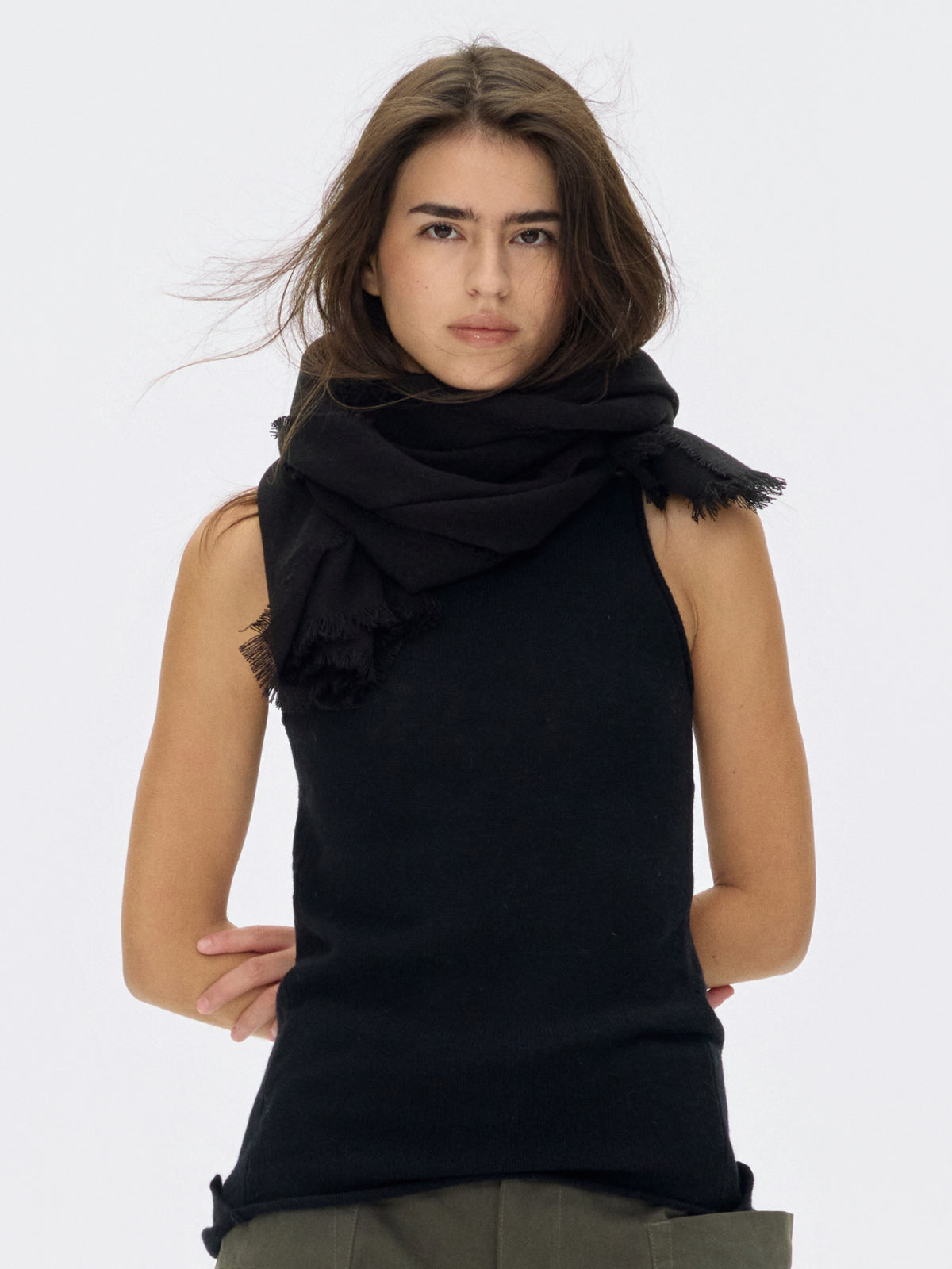 Slim Fringed Scarf