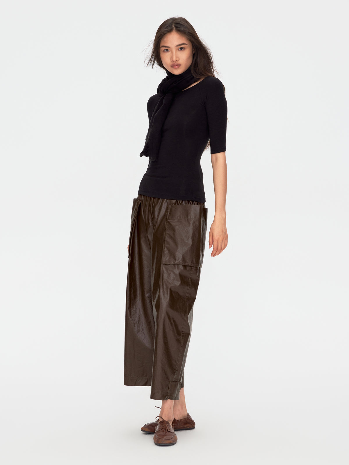 Oversized Pocket Waxed Cargo Trousers