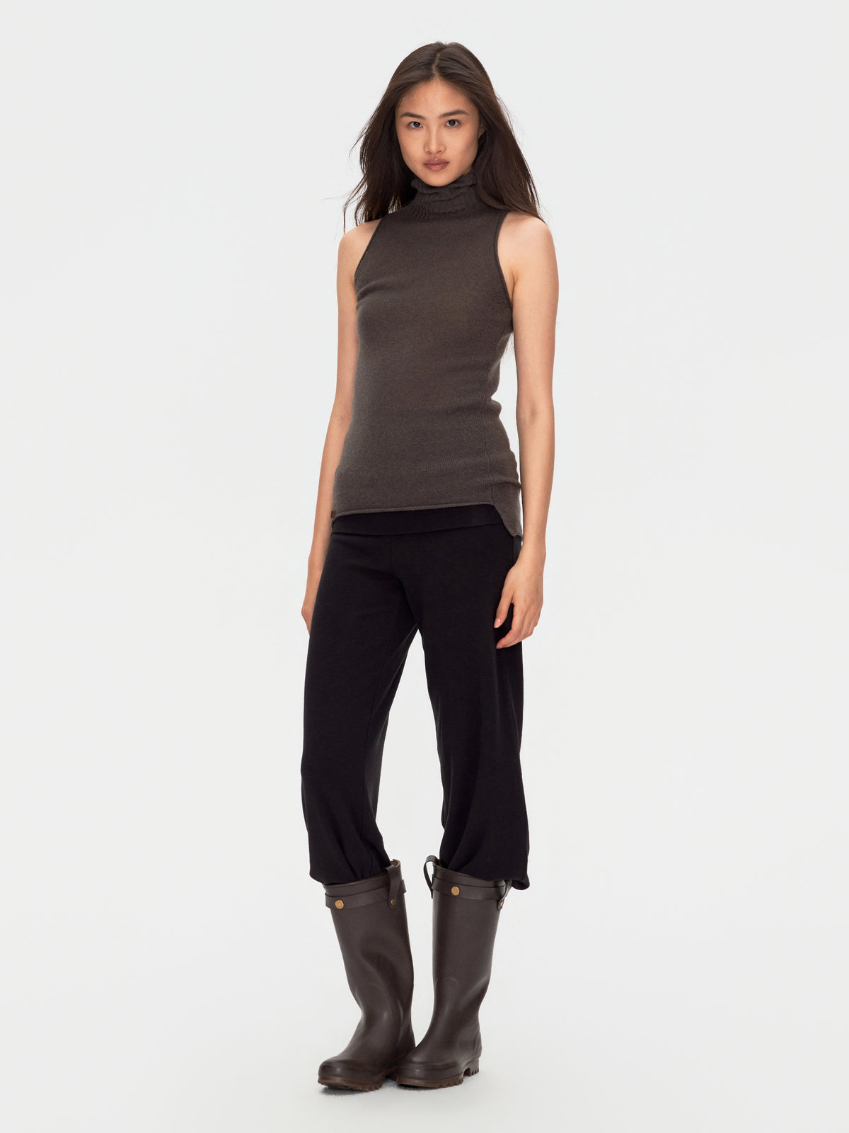 Foldover Straight Leg Trousers