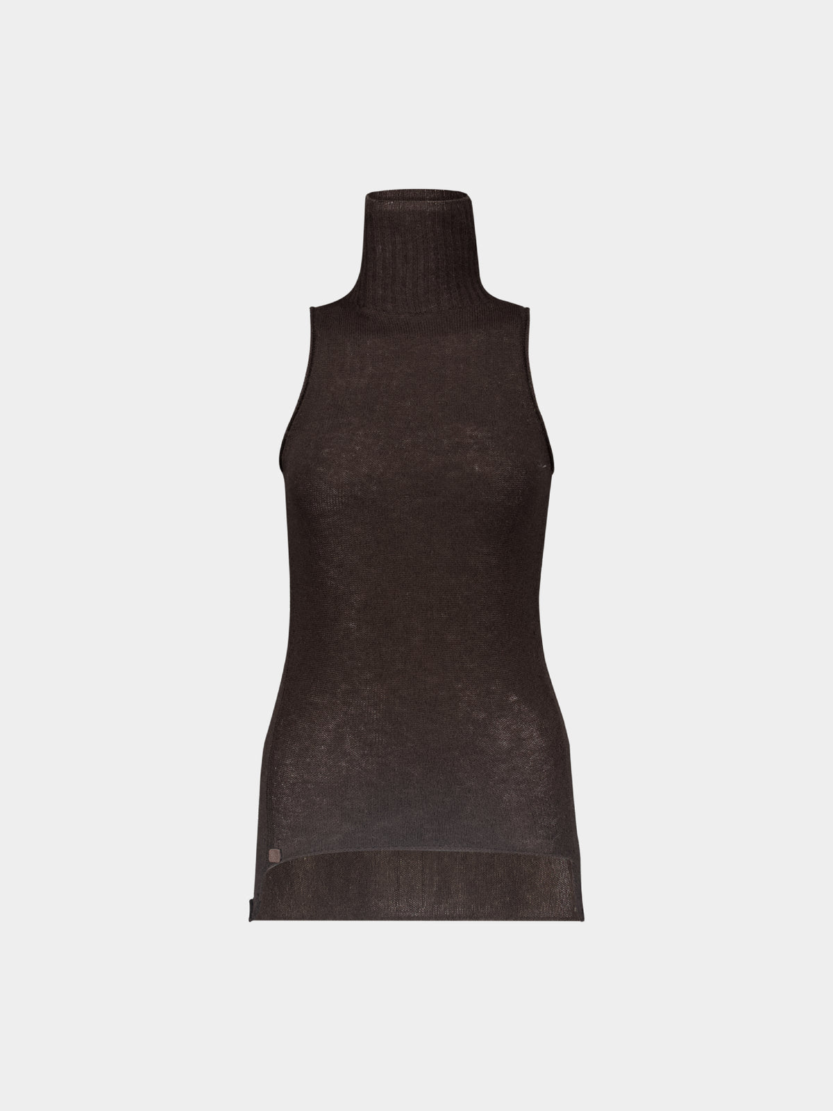 Wool Cashmere Sleeveless Roll Neck Knit