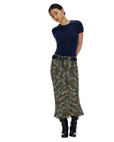 Camouflage Denim Fishtail Skirt