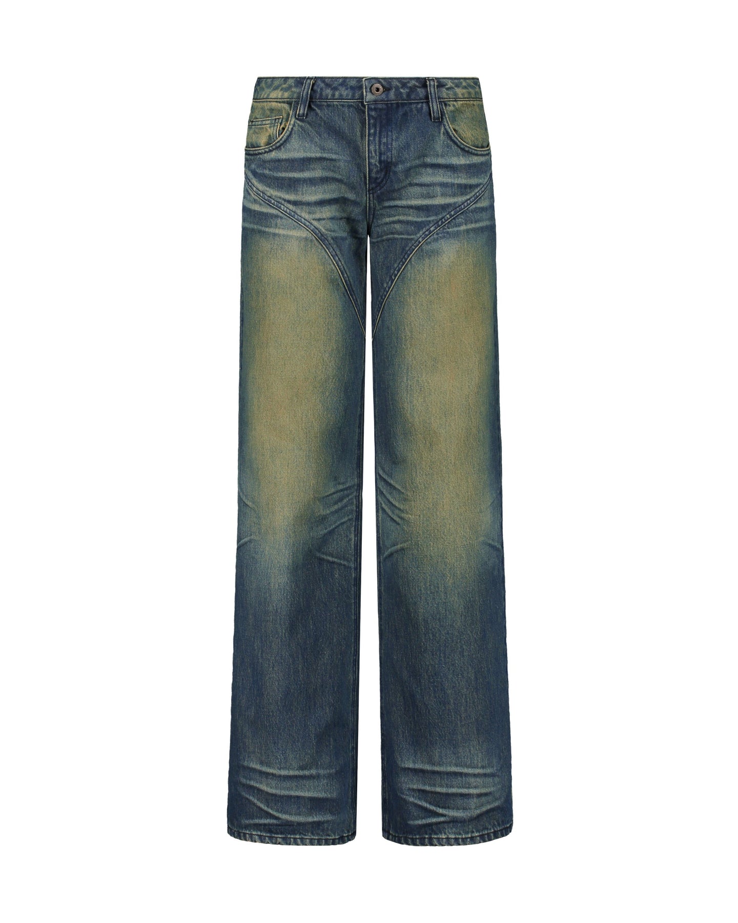 Wide-leg Dirty Wash Jeans