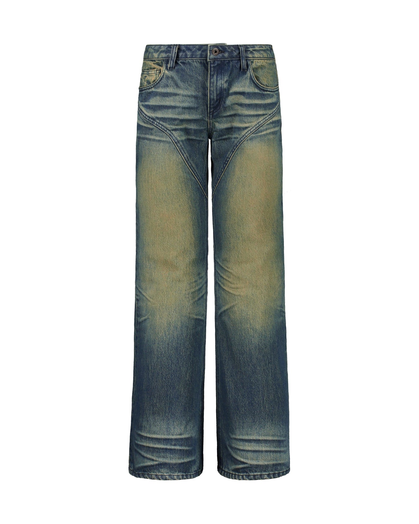 faxcopyexpress wide leg dirty wash jeansバギージーンズ - デニム ...