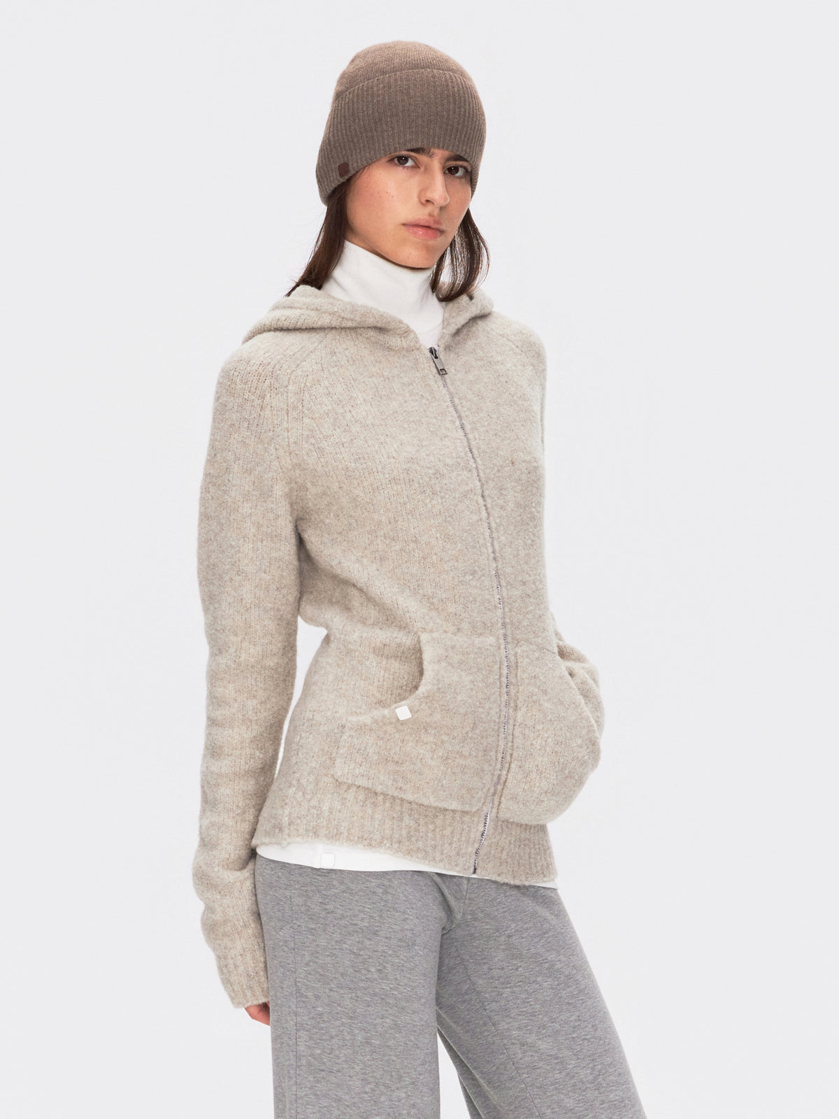 Bouclé Wool Zip Up Hoodie