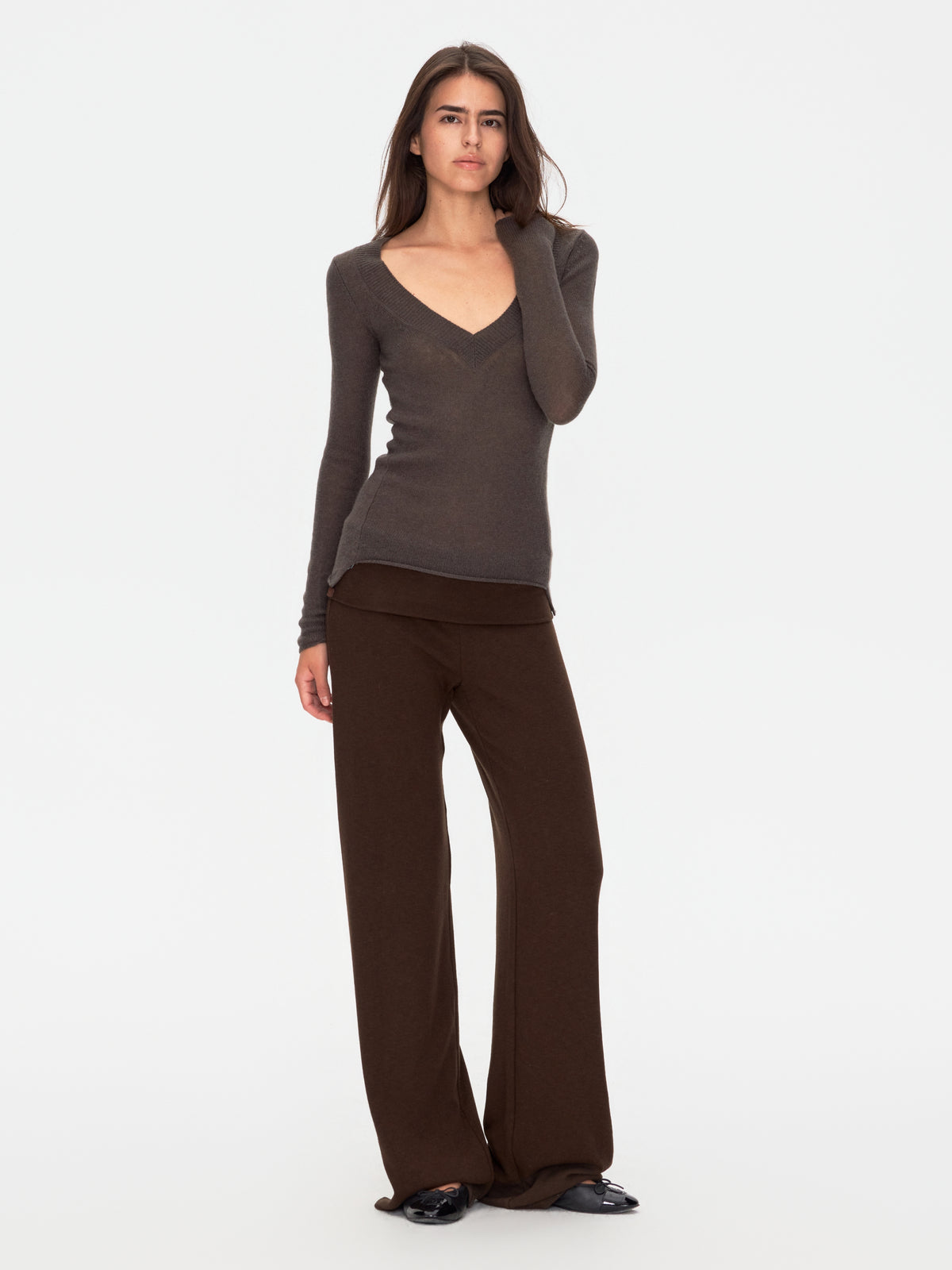 Wool Cashmere V Neck Knit