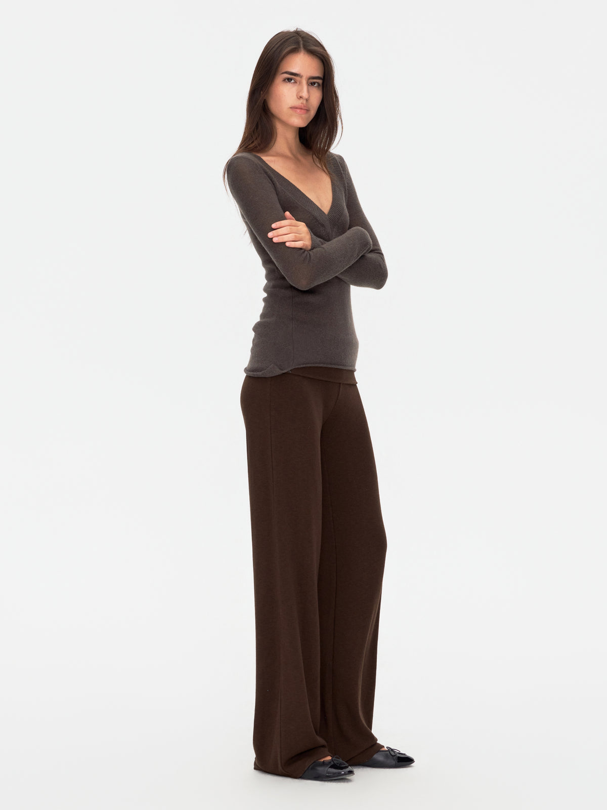 Wool Cashmere V Neck Knit
