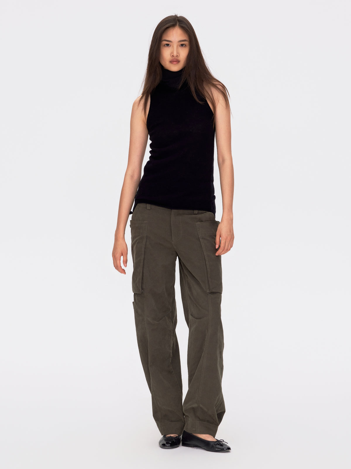 Wool Cashmere Sleeveless Roll Neck Knit