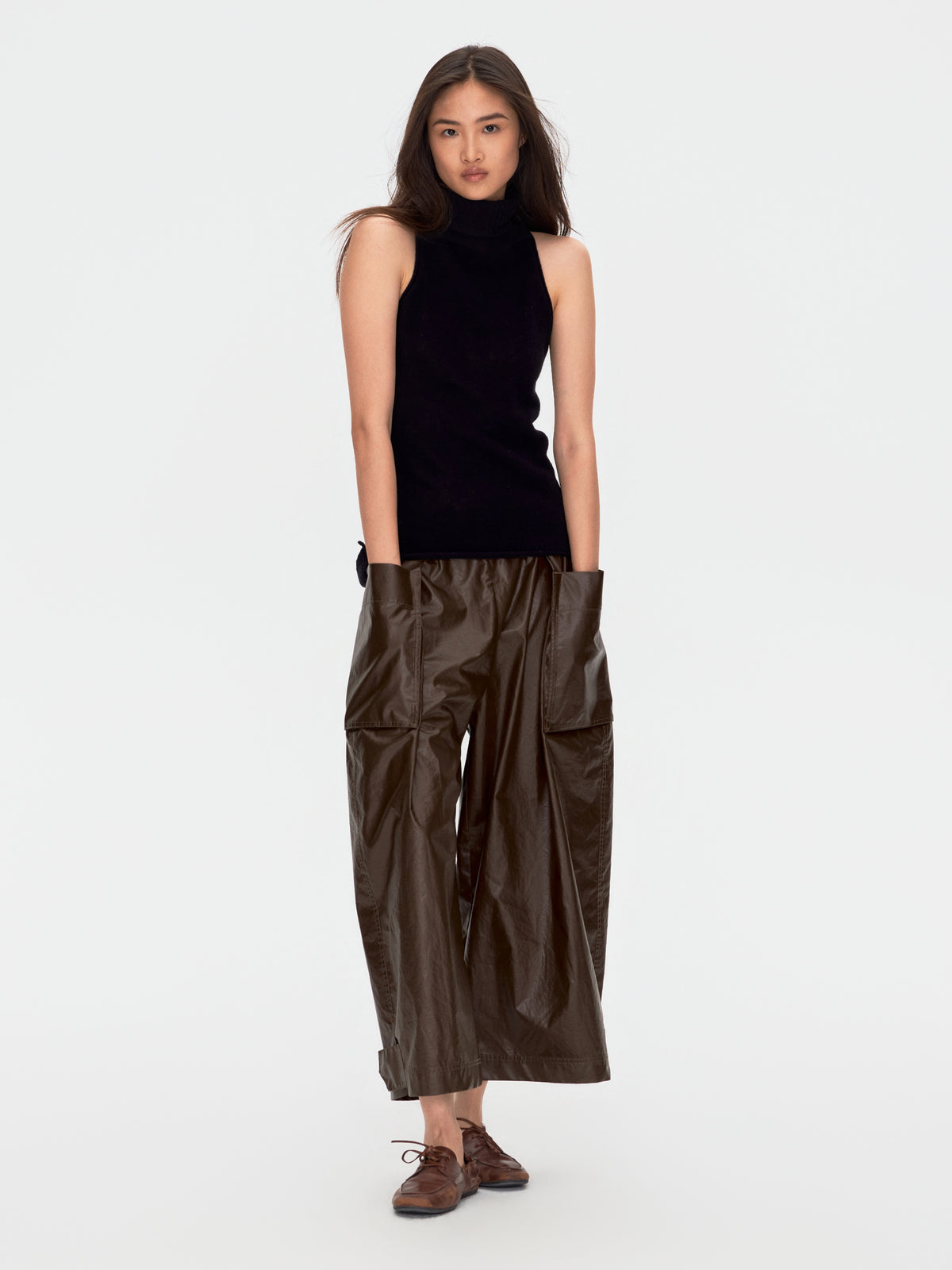 Oversized Pocket Waxed Cargo Trousers