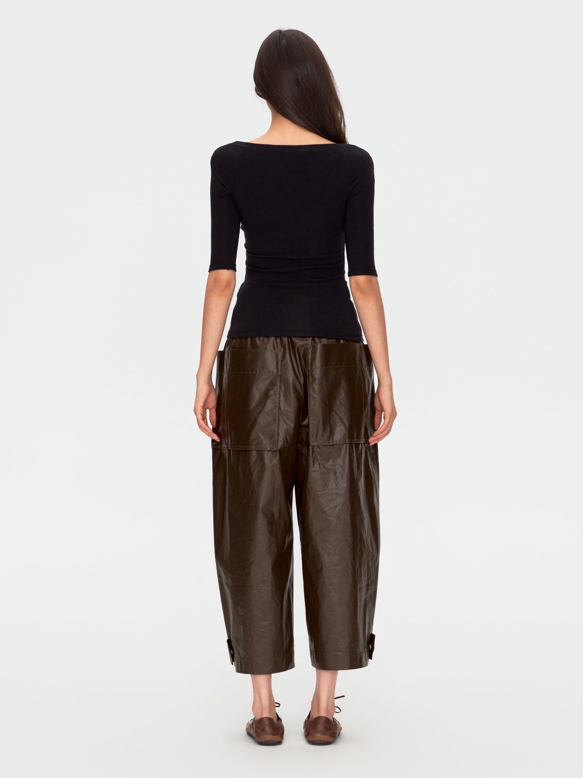 Oversized Pocket Waxed Cargo Trousers