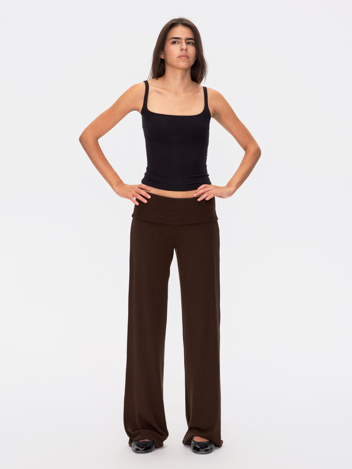 Foldover Straight Leg Trousers
