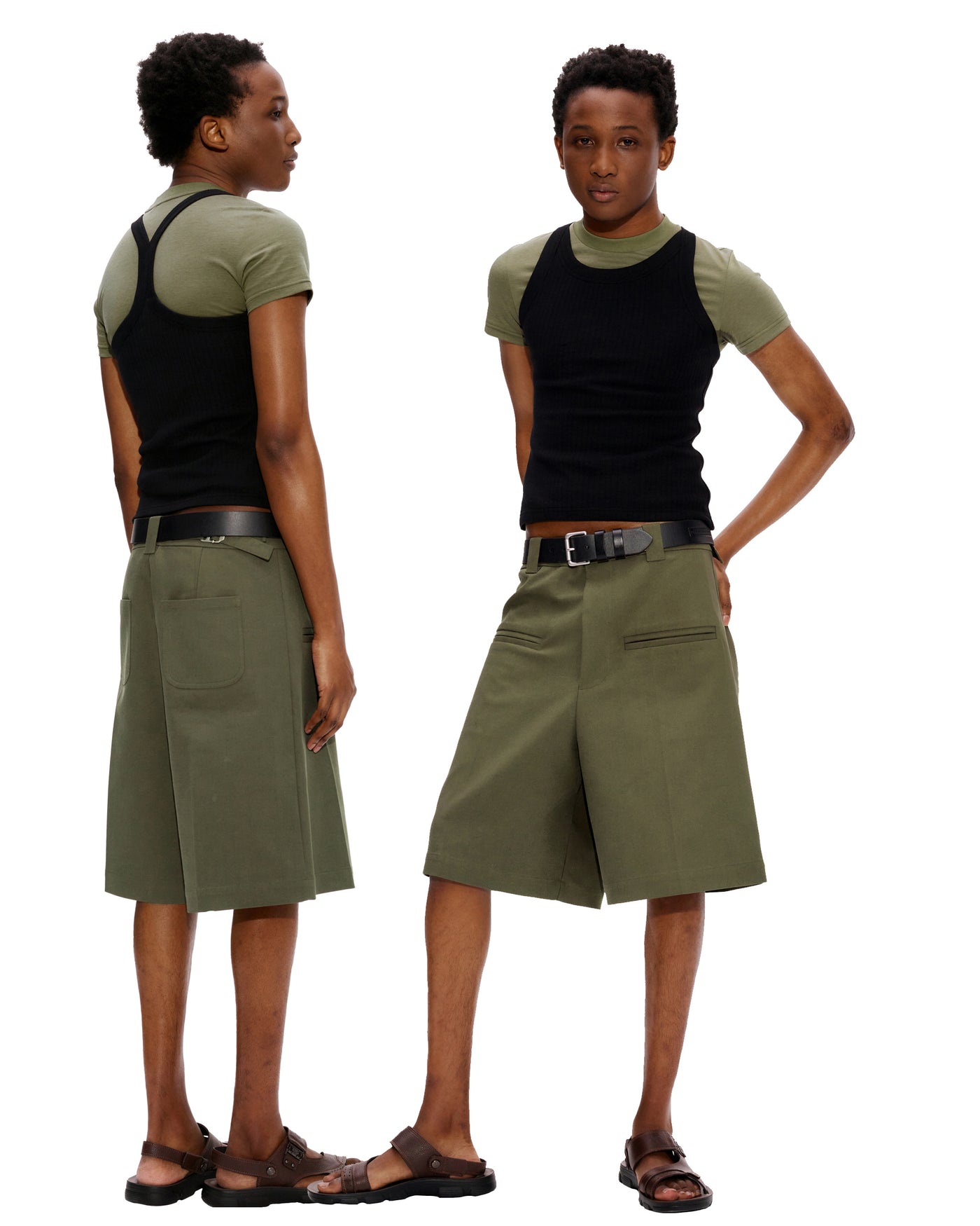 Green Loose Utility Shorts