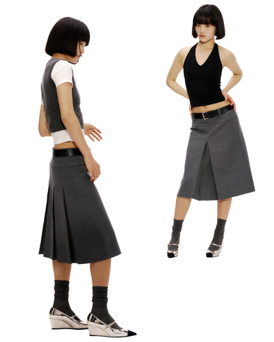 Three-sided Pleated Skirt