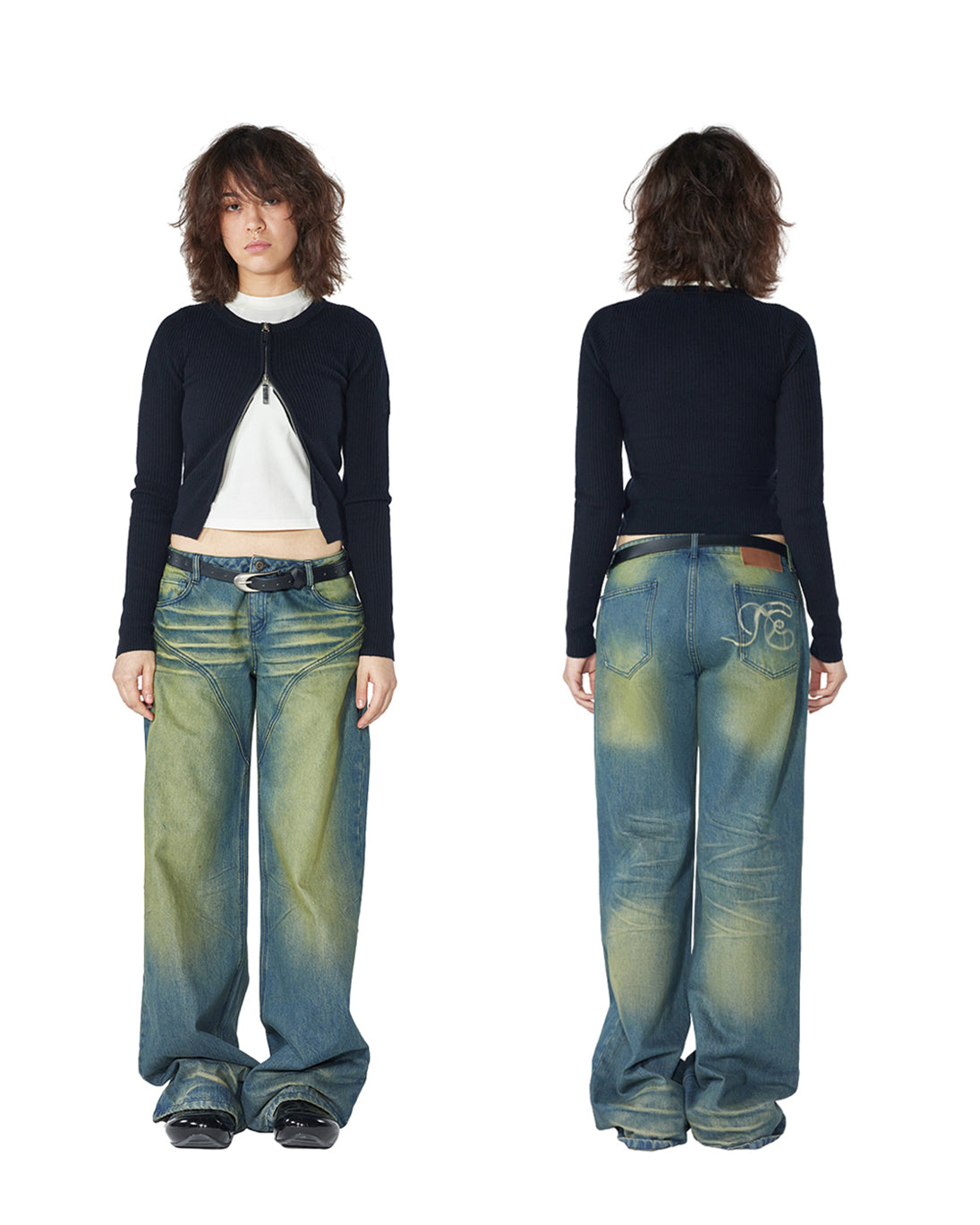 DIRTY WASH WIDE LEG JEANS