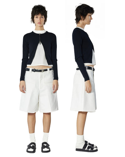 Tight Ribbed-knit Zipper Cardigan