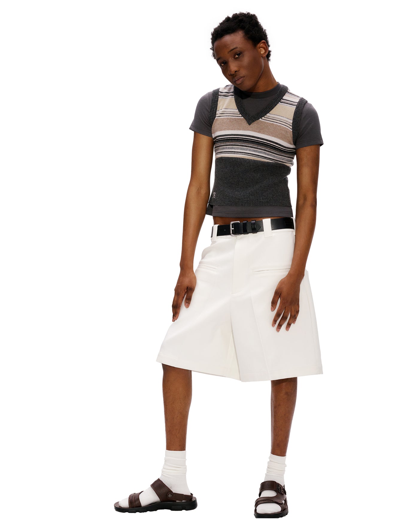 Gray Stripes Casual Thin Wool Vest